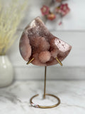 Pink Amethyst Moon on Gold Stand A10269