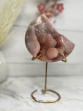 Pink Amethyst Moon on Gold Stand A10269