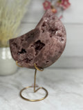 Pink Amethyst Moon on Gold Stand A10266