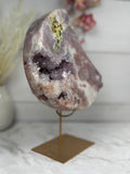 Pink Amethyst Moon on Gold Stand A10065