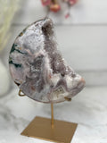 Pink Amethyst Moon on Gold Stand A1003