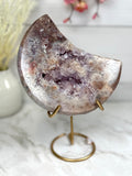 Pink Amethyst Moon on Gold Stand A10247