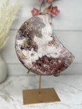 Pink Amethyst Moon on Gold Stand A1008