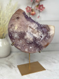 Pink Amethyst Moon on Gold Stand A10255