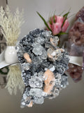 Diamond Apophyllite on Charcoal Chalcedony with Stilbite