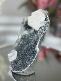 Diamond Apophyllite on Charcoal Chalcedony