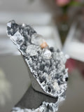Diamond Apophyllite on Charcoal Chalcedony with Stilbite