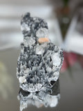 Diamond Apophyllite on Charcoal Chalcedony with Stilbite