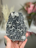 Diamond Apophyllite on Charcoal Chalcedony