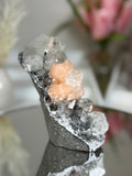 Diamond Apophyllite on Charcoal Chalcedony with Stilbite