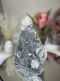Diamond Apophyllite on Charcoal Chalcedony