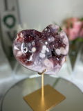 Pink Amethyst Heart on Gold Stand A1.1