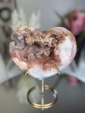 Pink Amethyst Heart on Gold Stand A1.2