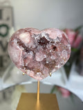 Pink Amethyst Heart on Gold Stand A1.3