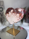 Pink Amethyst Heart on Gold Stand A1.5