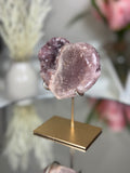 Pink Amethyst Heart on Gold Stand A1.6