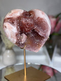 Pink Amethyst Heart on Gold Stand A1.7