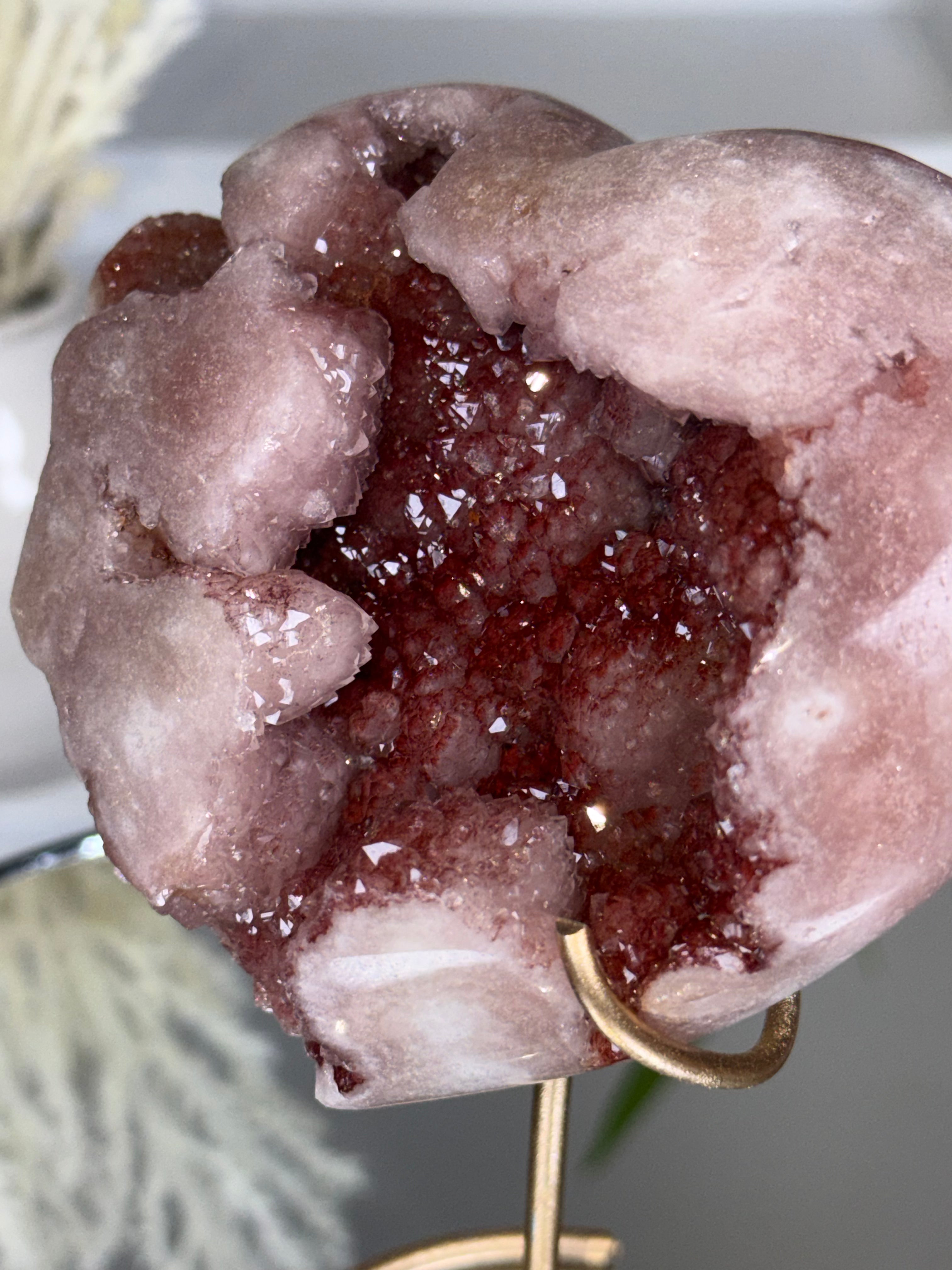 Pink Amethyst Heart on Gold Stand A1.9