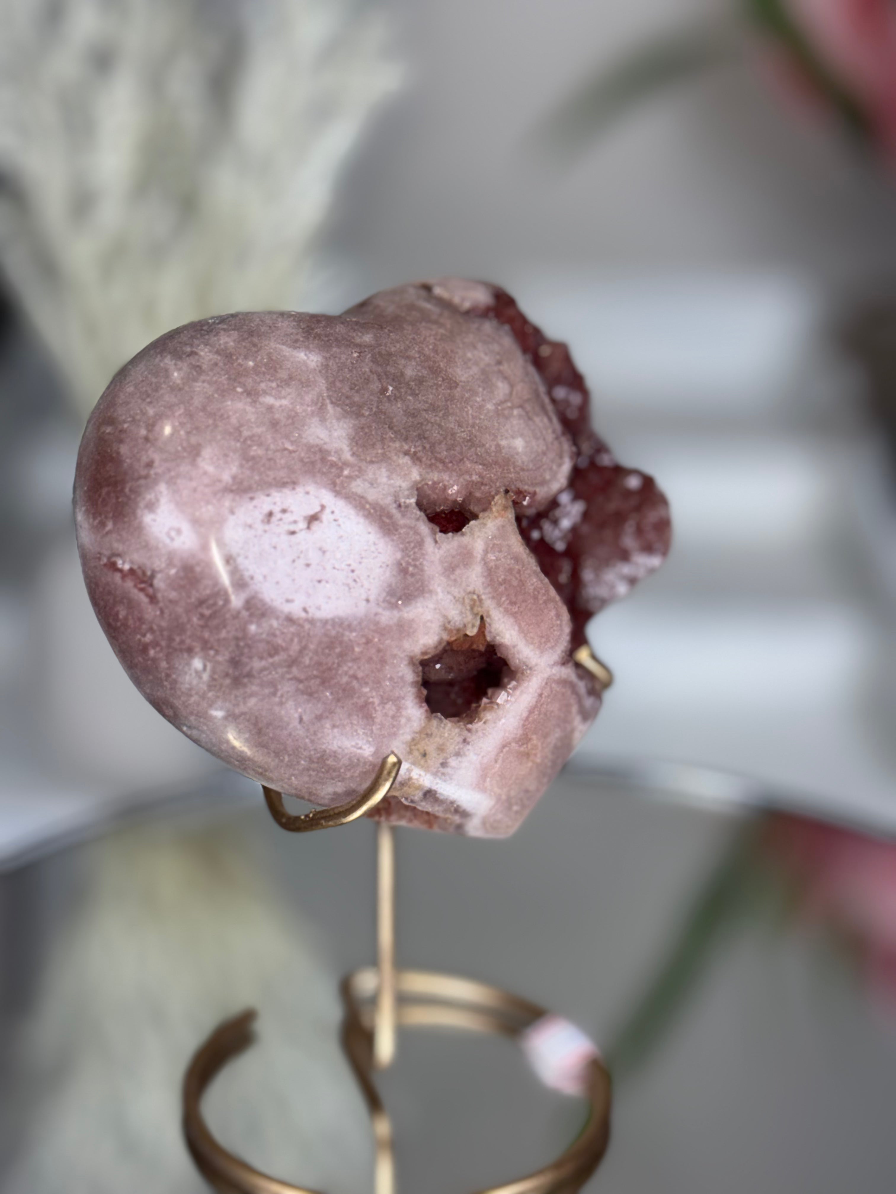 Pink Amethyst Heart on Gold Stand A1.10