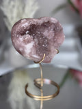 Pink Amethyst Heart on Gold Stand A1.13
