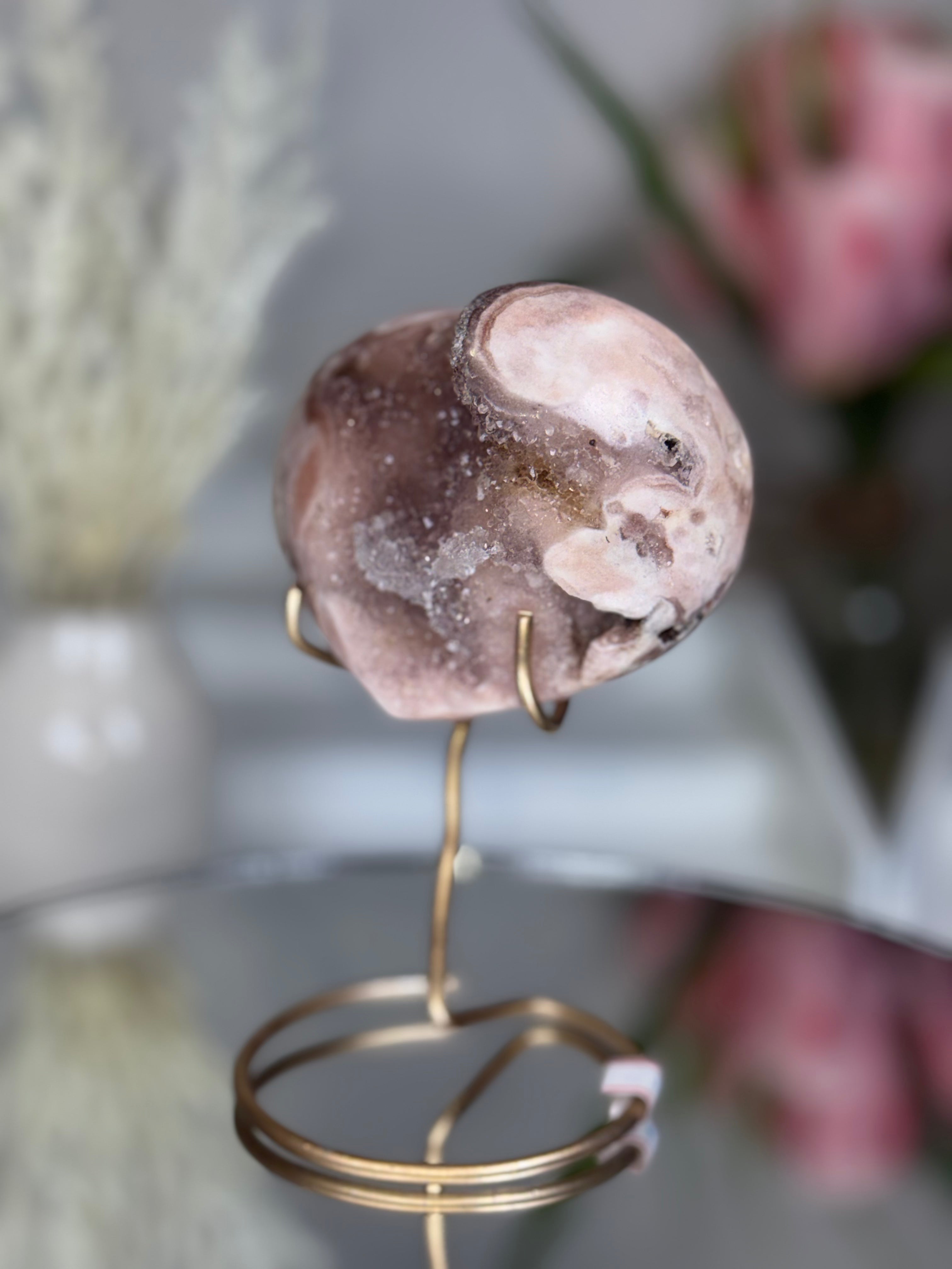 Pink Amethyst Heart on Gold Stand A1.14