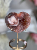 Pink Amethyst Heart on Gold Stand A1.18