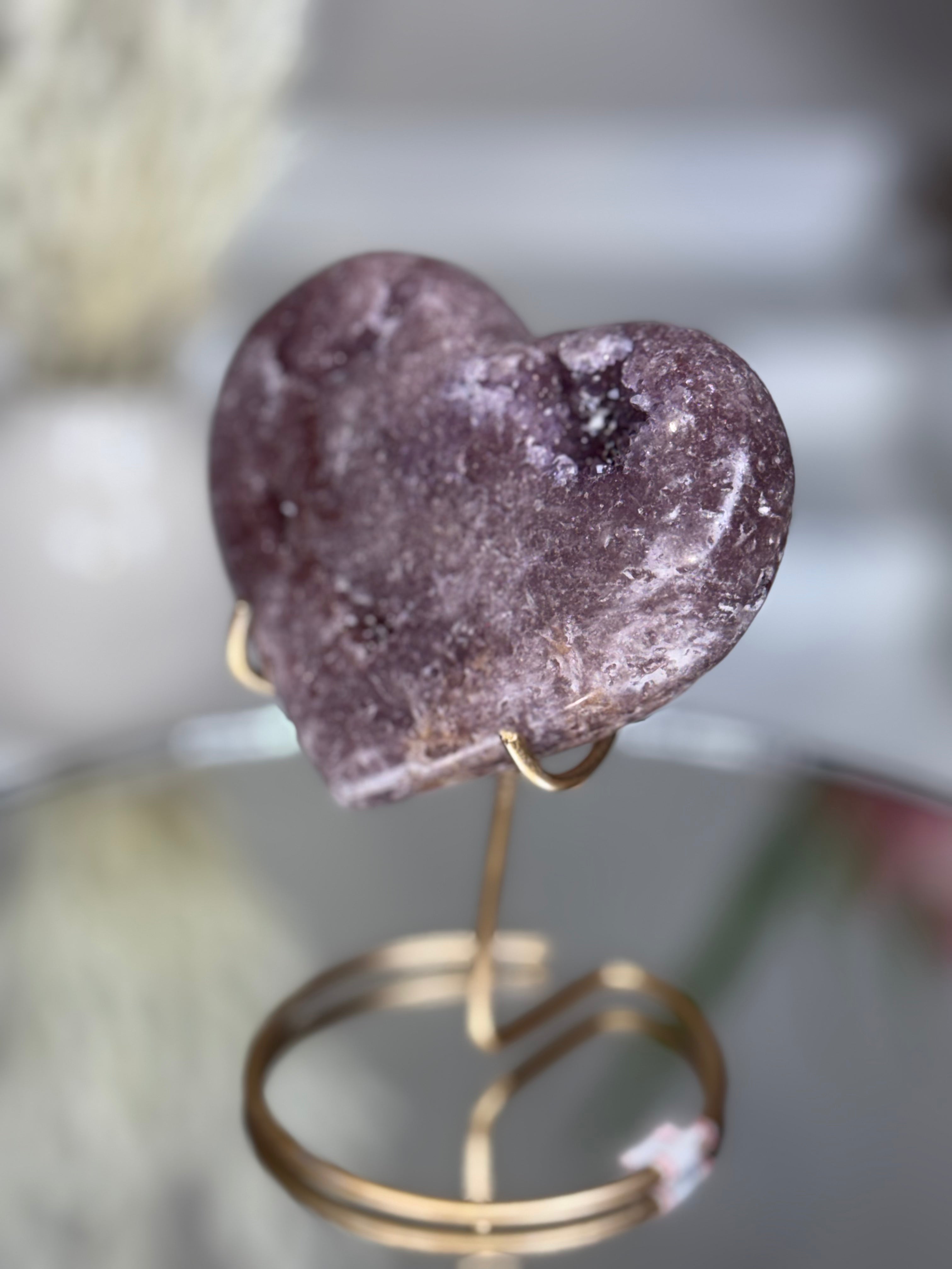 Pink Amethyst Heart on Gold Stand A1.19