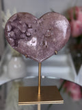 Pink Amethyst Heart on Gold Stand A1.23