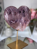 Pink Amethyst Heart on Gold Stand A1.24