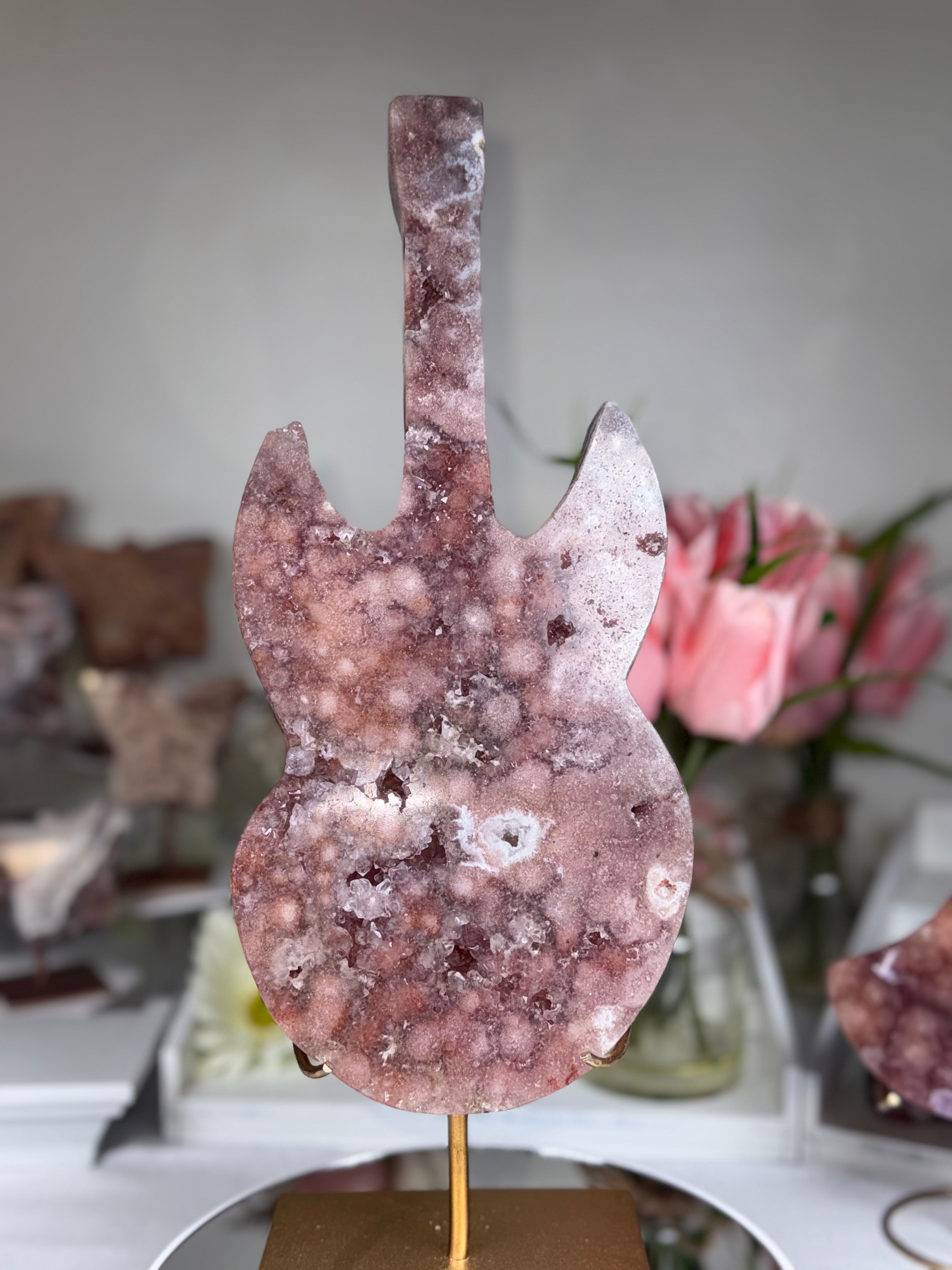 Pink Amethyst Guitar Carving A10208