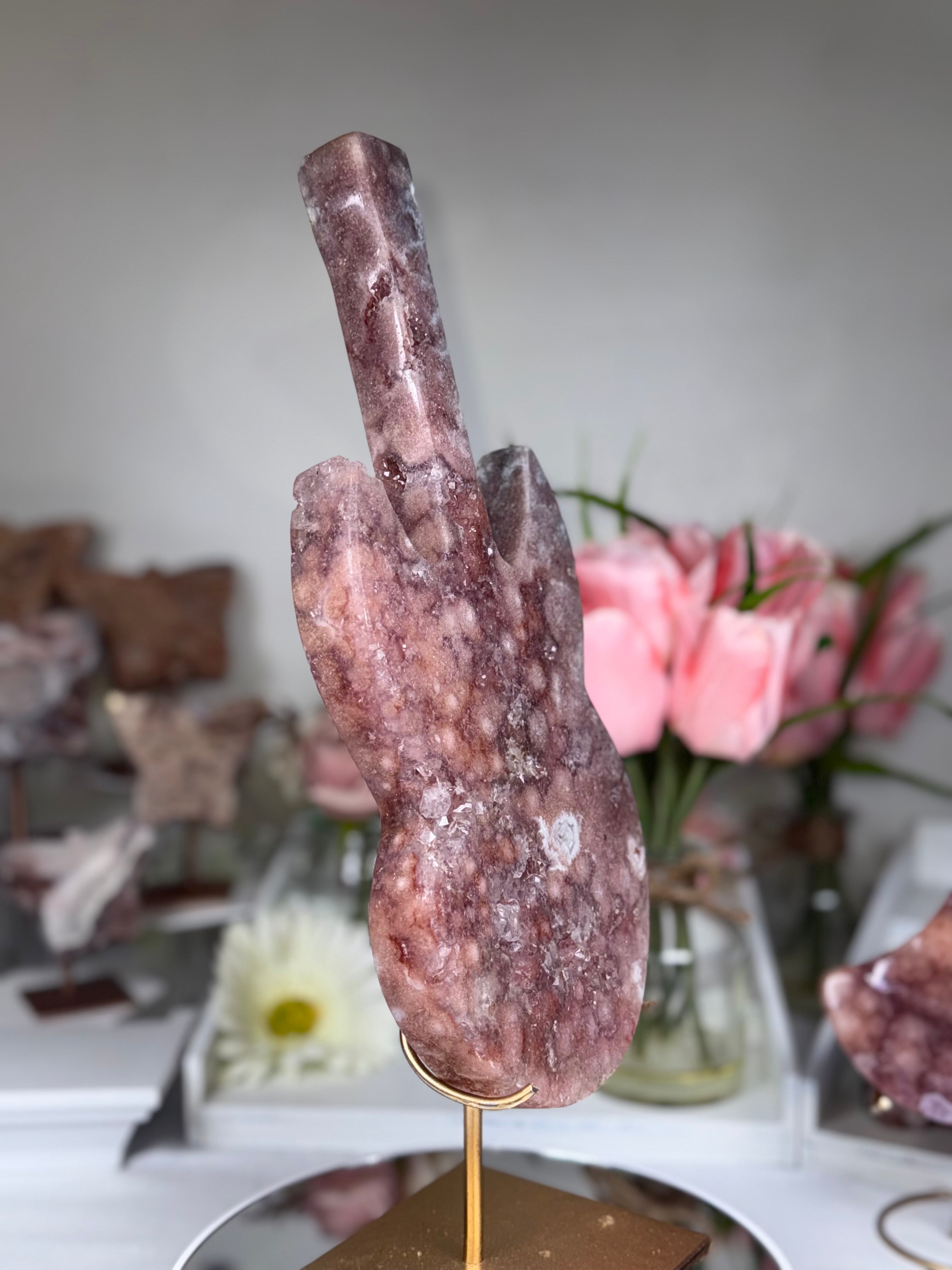 Pink Amethyst Guitar Carving A10208