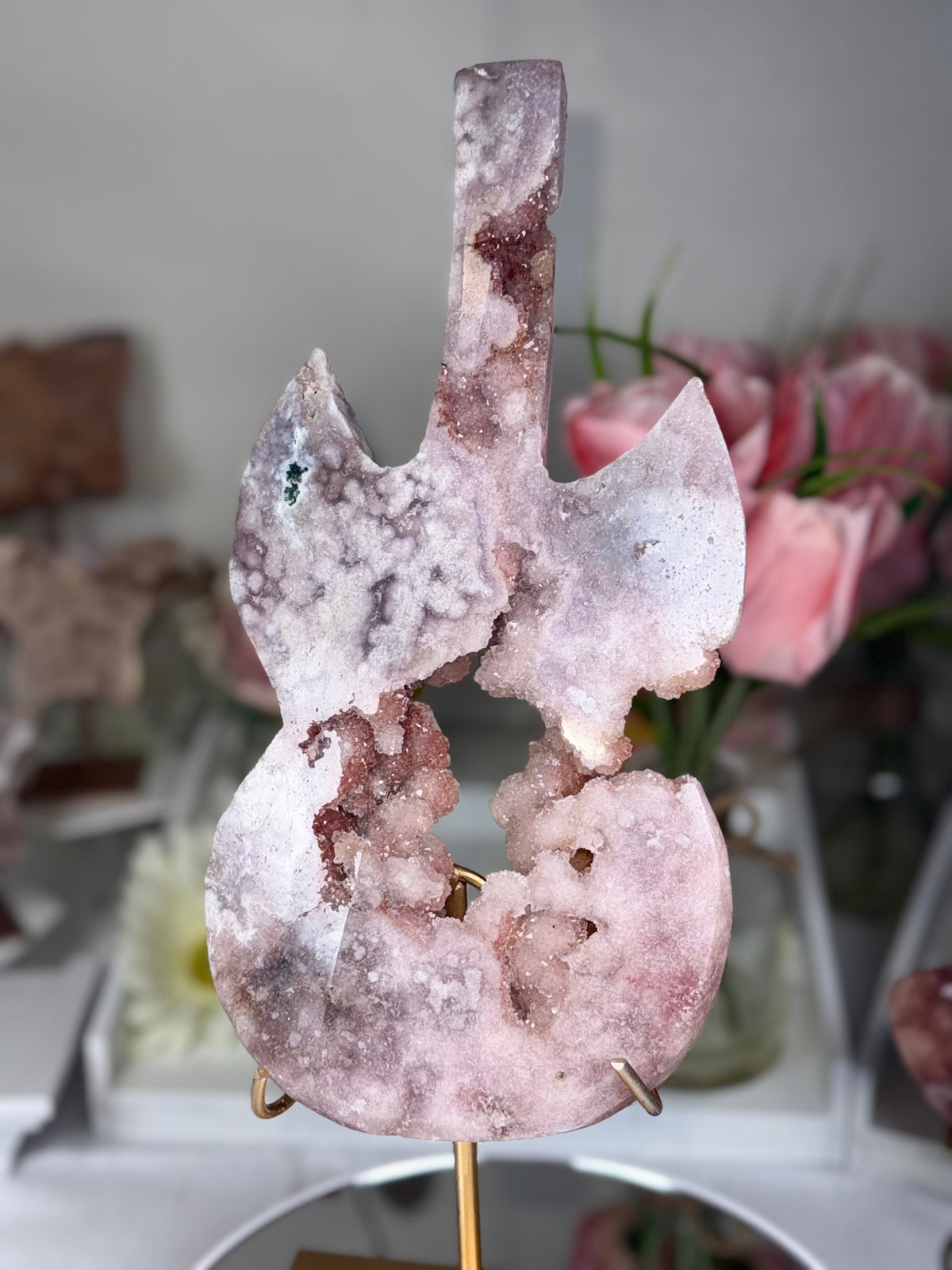 Pink Amethyst Guitar Carving A10210