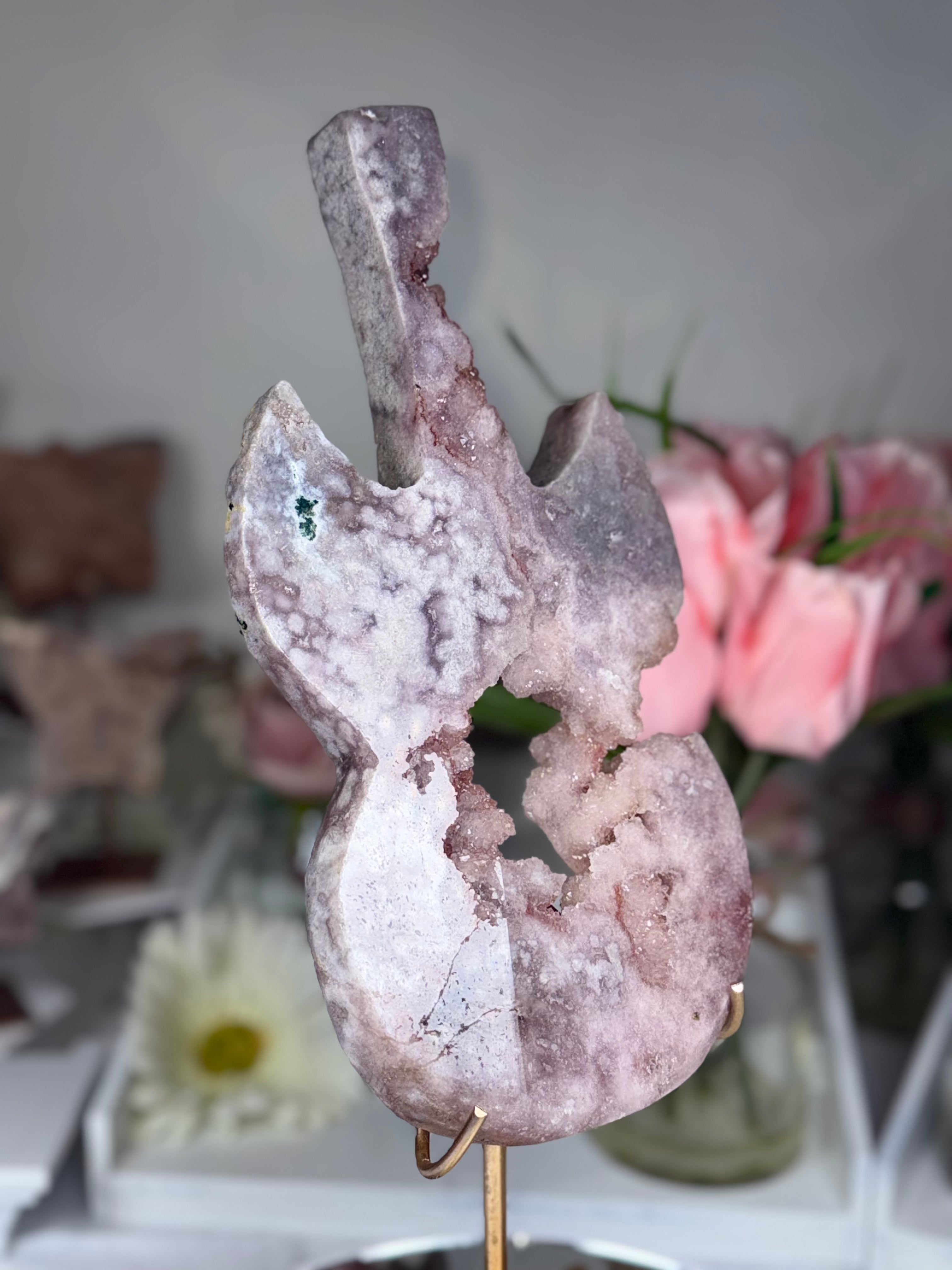 Pink Amethyst Guitar Carving A10210