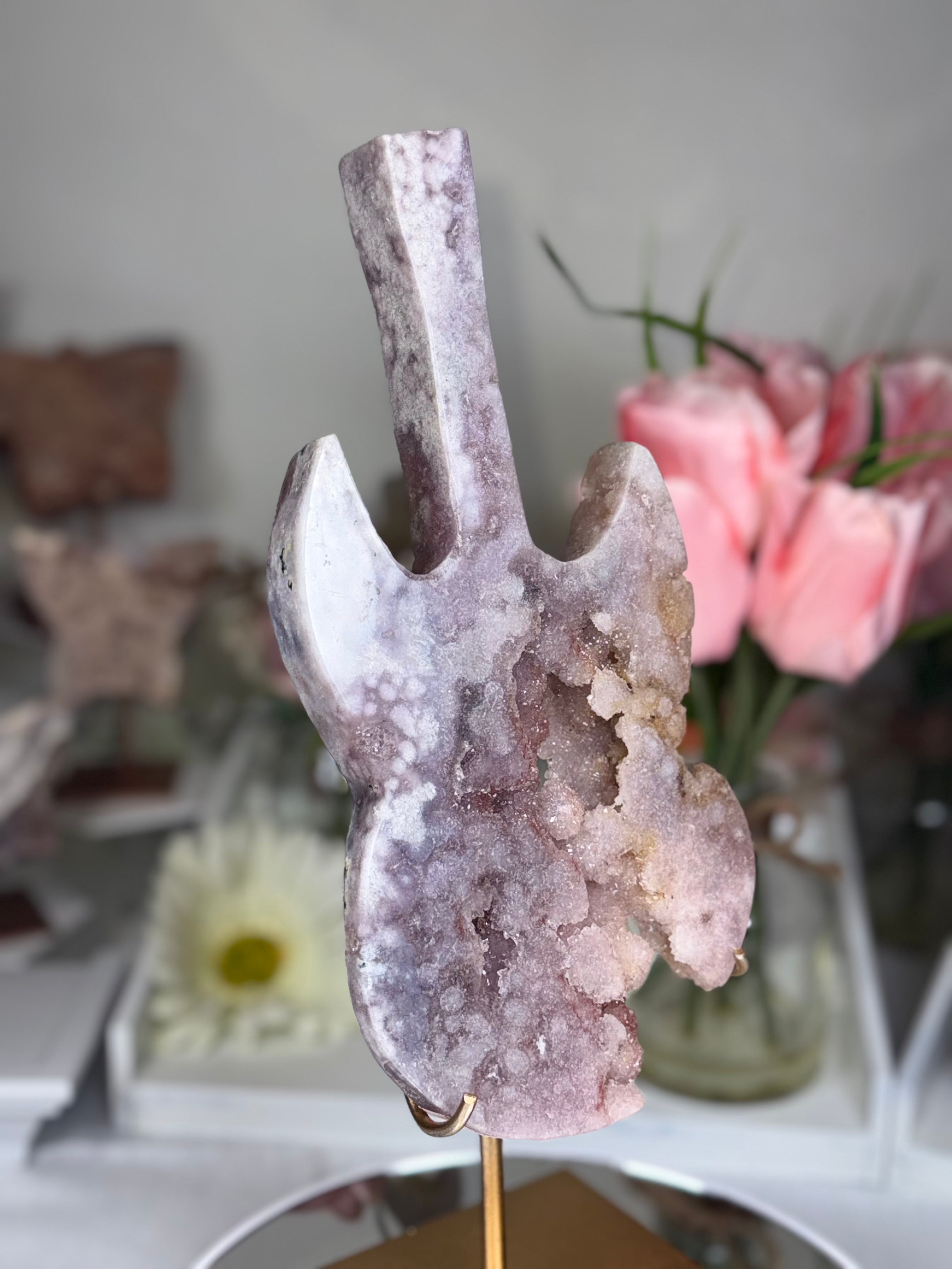 Pink Amethyst Guitar Carving A10209